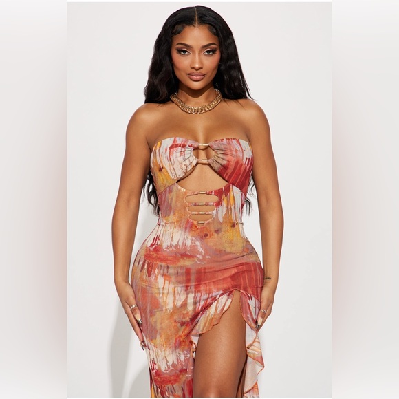 Ruffle Mesh Midi Dress - Picture 2 of 3